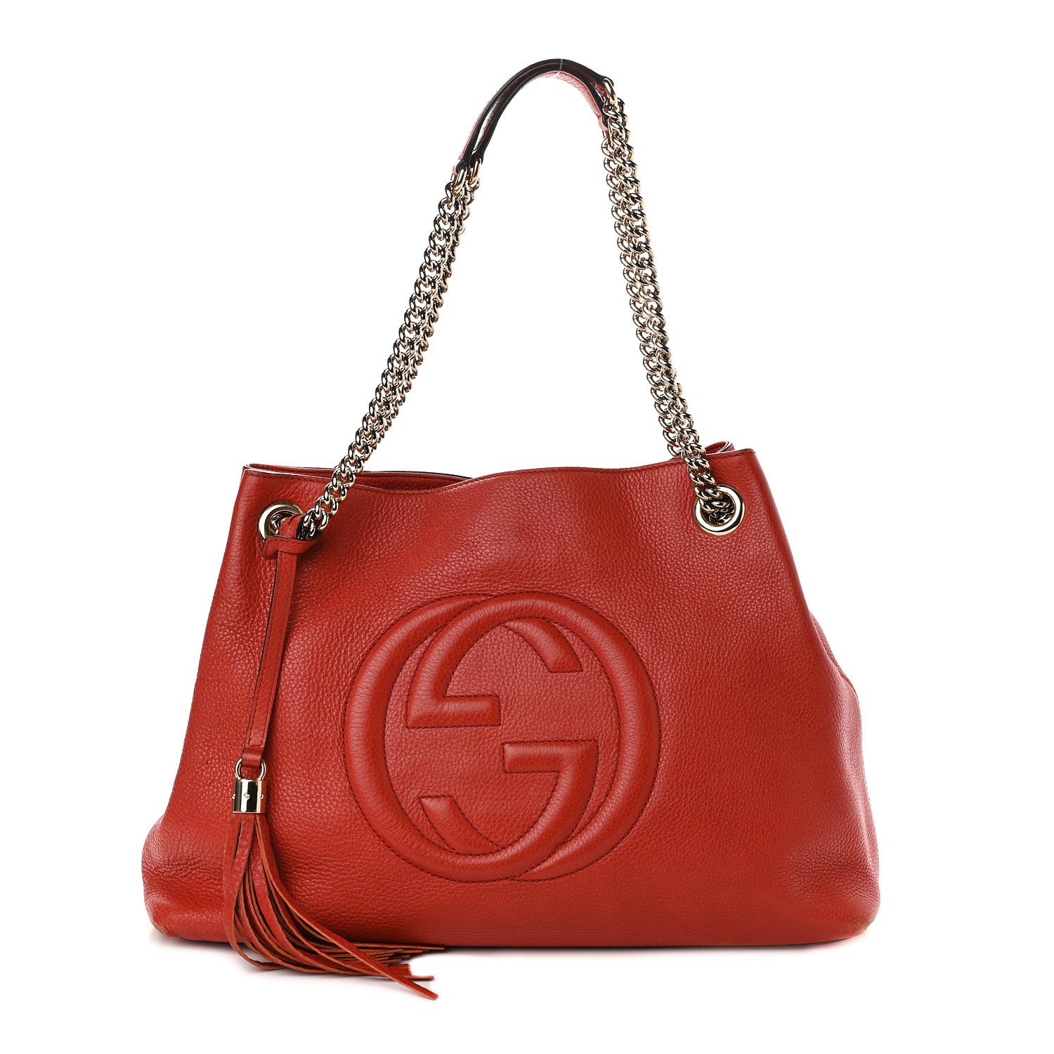 Gucci Pebbled Calfskin Medium Soho Chain Shoulder Bag Tabasco Red 1 of 9