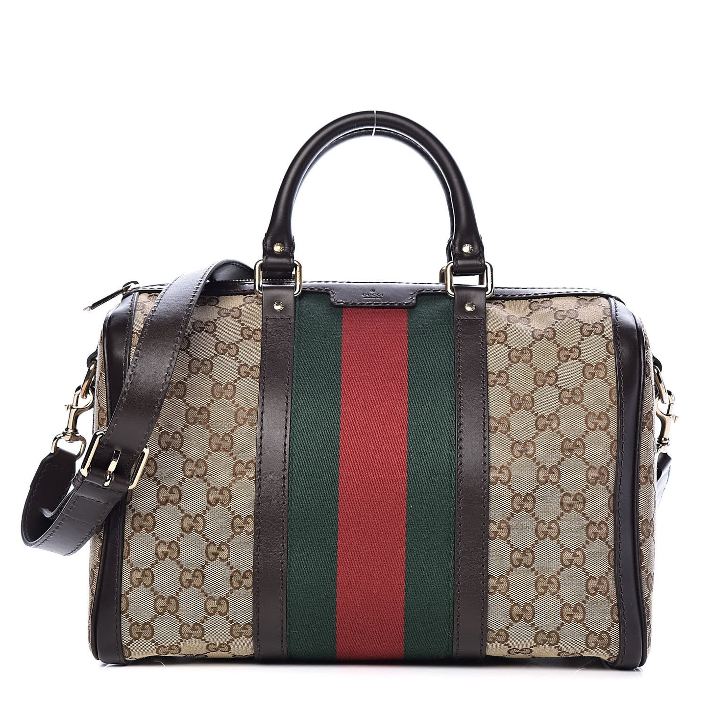 Monogram Vintage Web Medium Boston Dark Brown