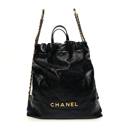 Chanel Shiny Calfskin Quilted Chanel 22 Backpack Black 1 of 10