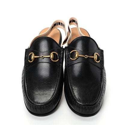 Gucci Goatskin Stripe Mens Horsebit Slingback Slippers 10.5 Black 5 of 11