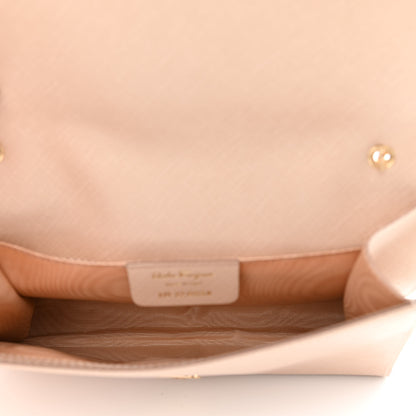 Salvatore Ferragamo Hammered Calfskin Mini Miss Vara Bow Chain Bag New Bisque 5 of 12