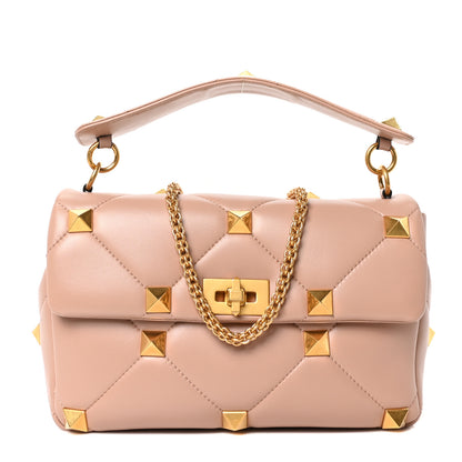 Valentino Garavani Nappa Large Roman Stud Shoulder Bag Rose Cannelle 1 of 9