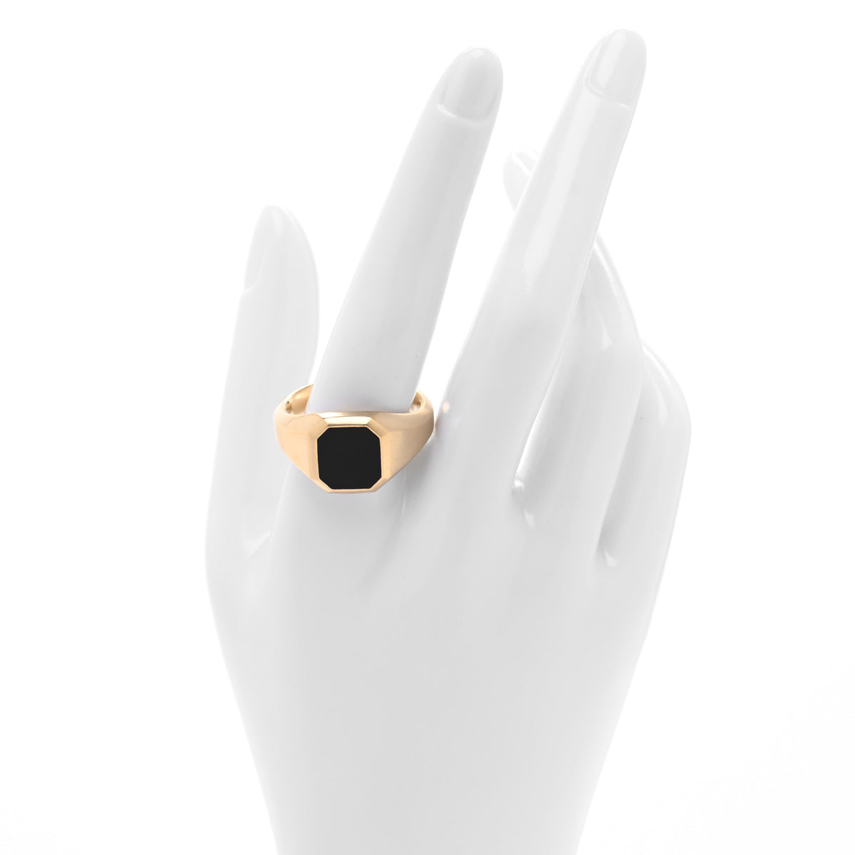 David Yurman 18K Yellow Gold Black Onyx 14mm Mens Streamline Signet Ring 65 11 2 of 4