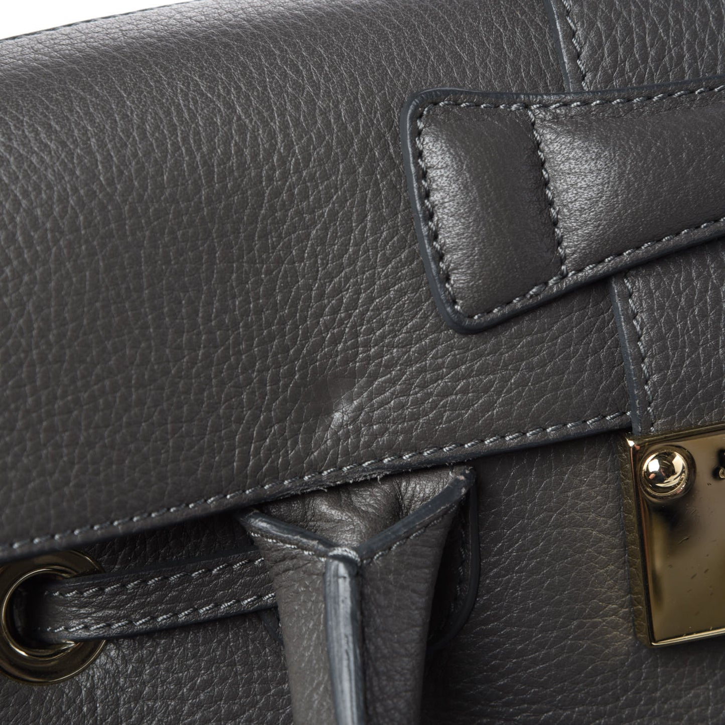 Grainy Calfskin Large Rosalie Satchel Grey
