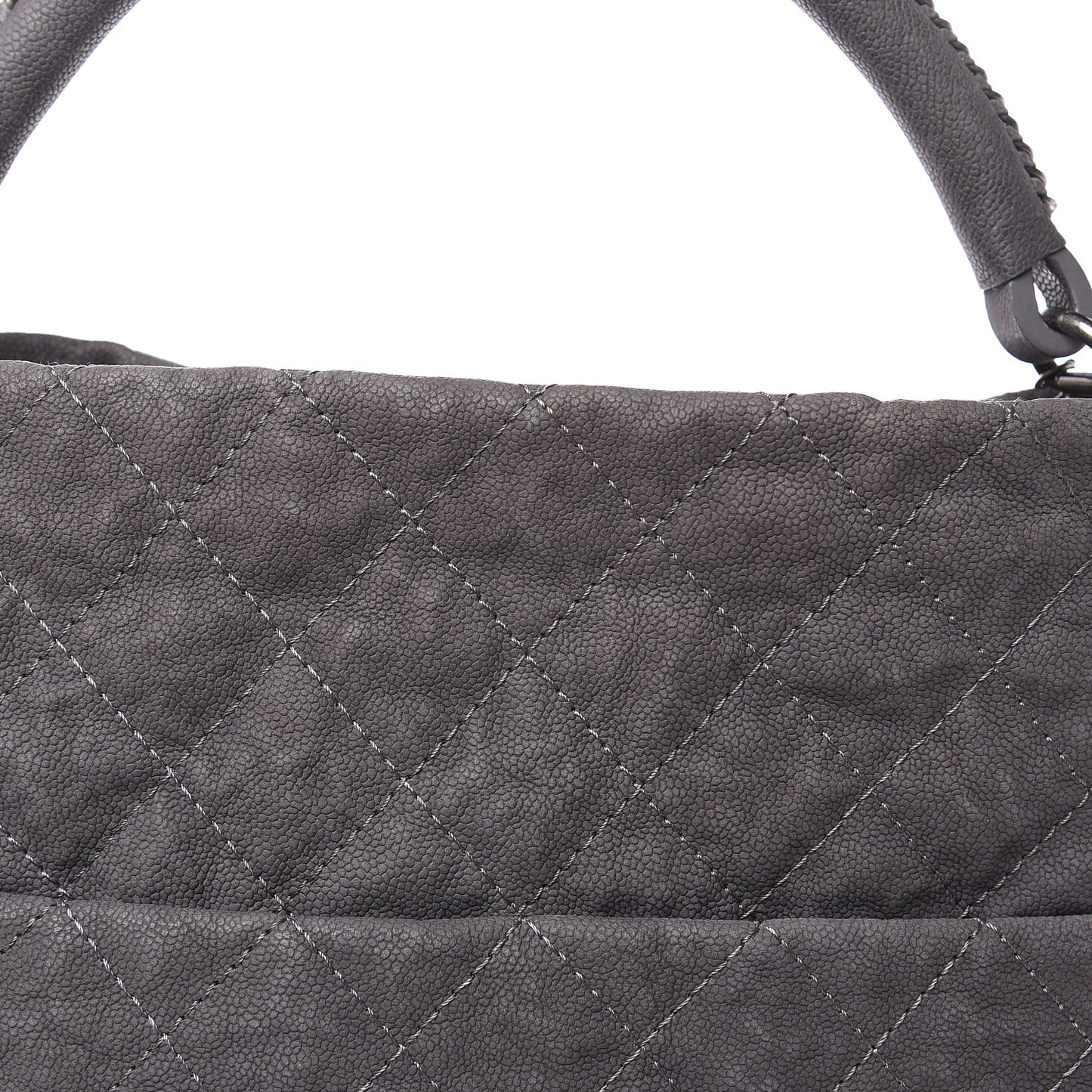 Iridescent Caviar Quilted Boy Handle Hobo Dark Grey