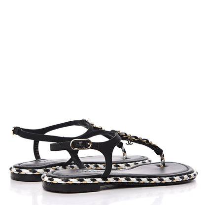 Chanel Grosgrain Chain Thong Sandals 35 Black 4 of 9