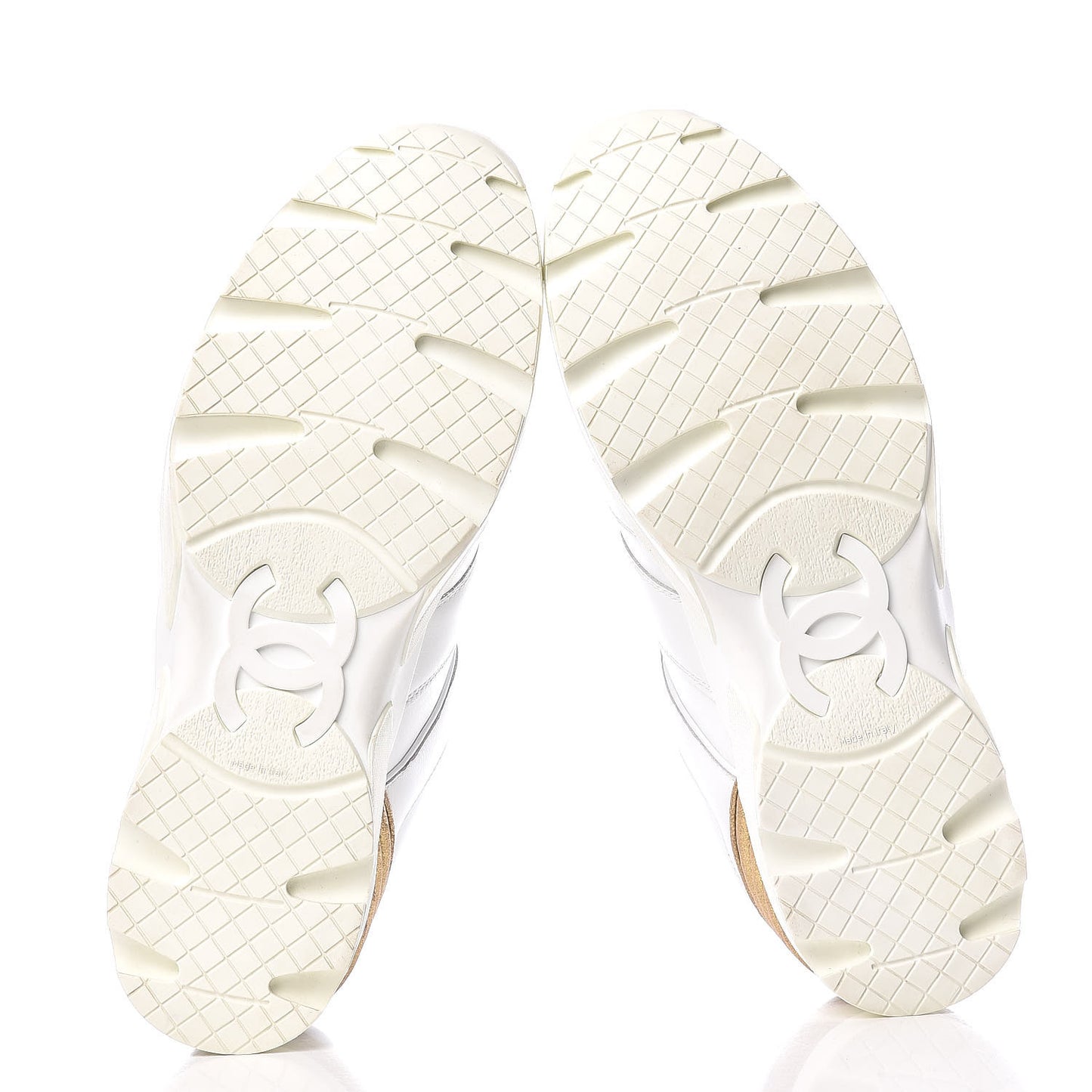 Calfskin Laminated Lambskin CC Sneakers 41 White Gold