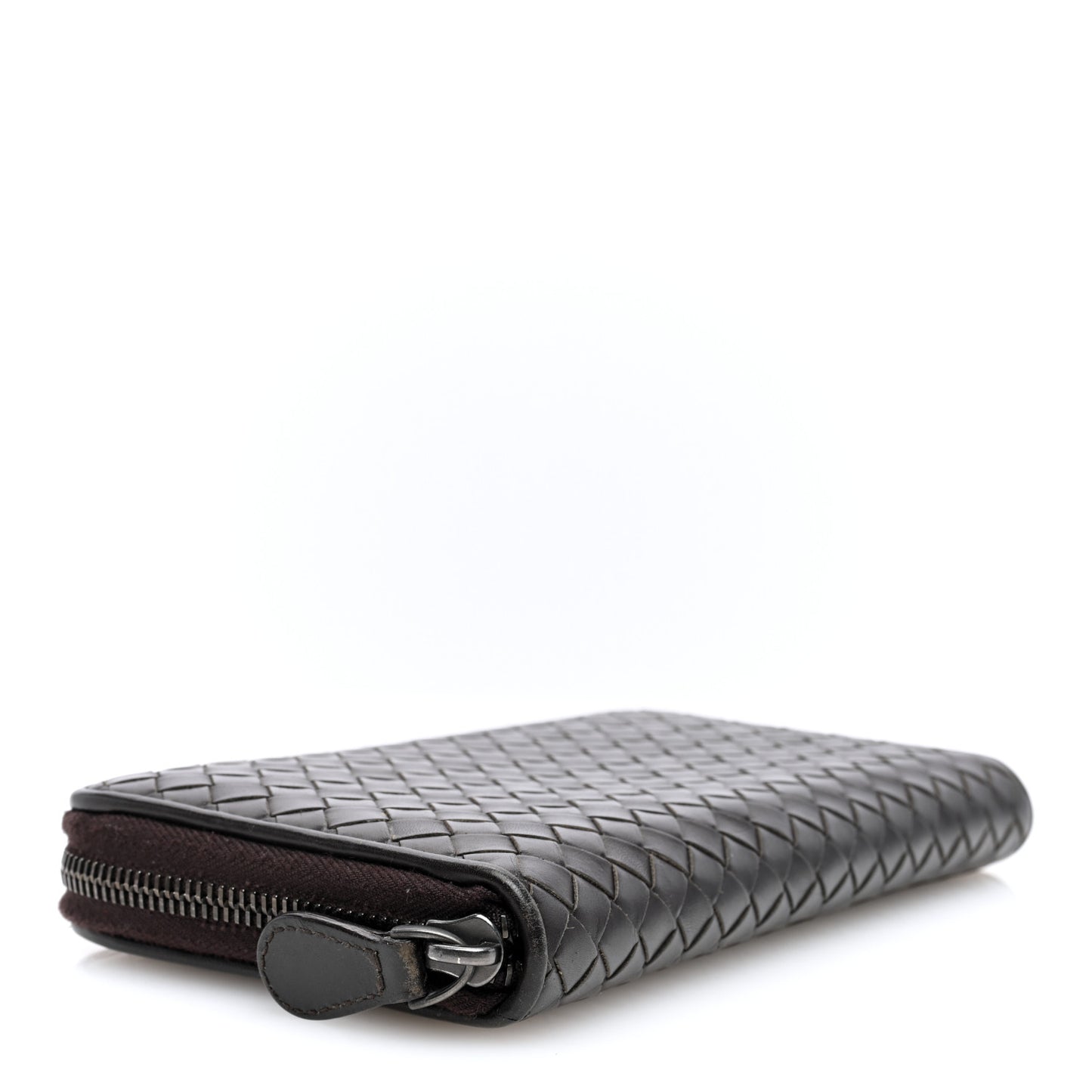 Nappa Intrecciato Zip Around Wallet Ebano