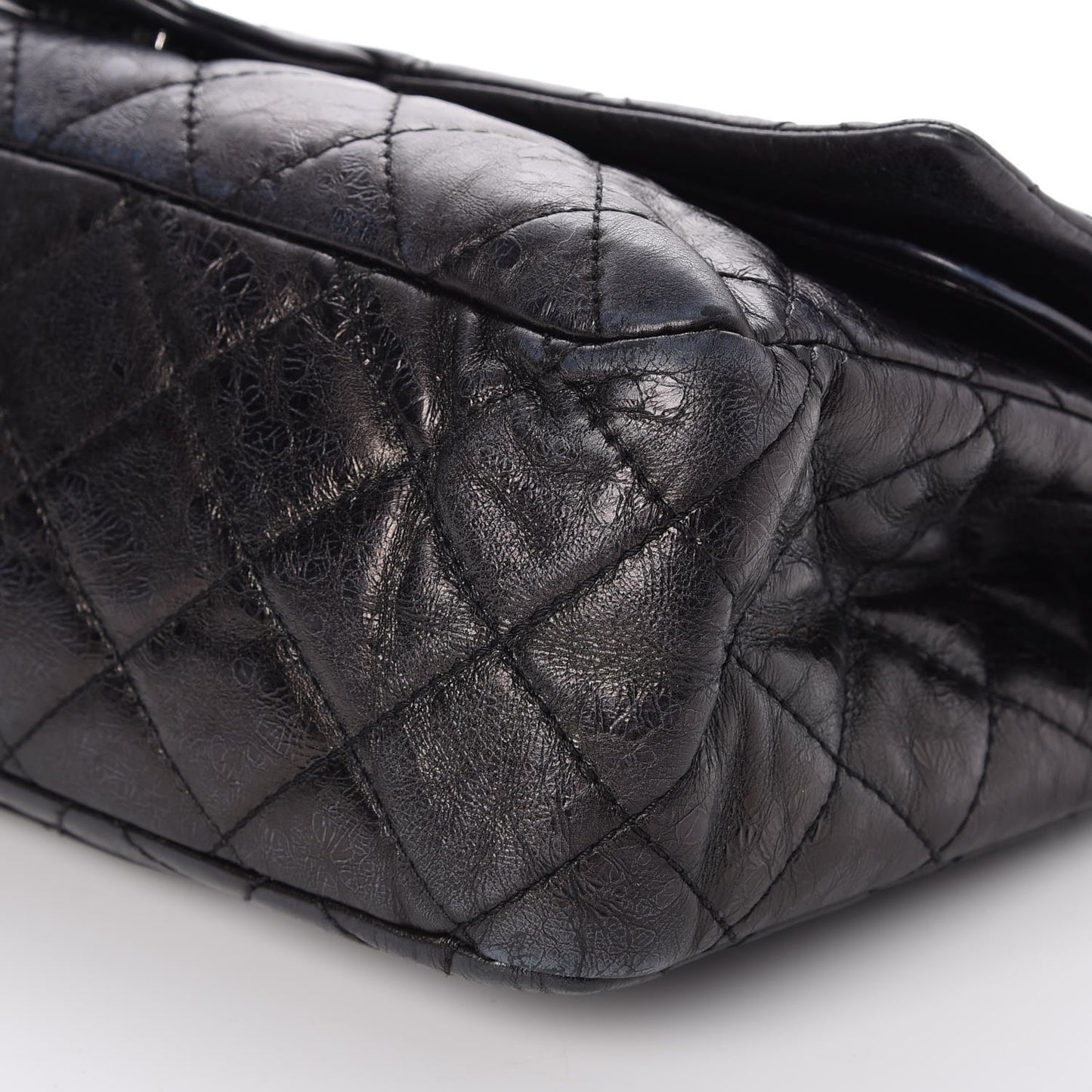 Metallic Aged Calfskin Quilted 2.55 Reissue 227 Flap Black