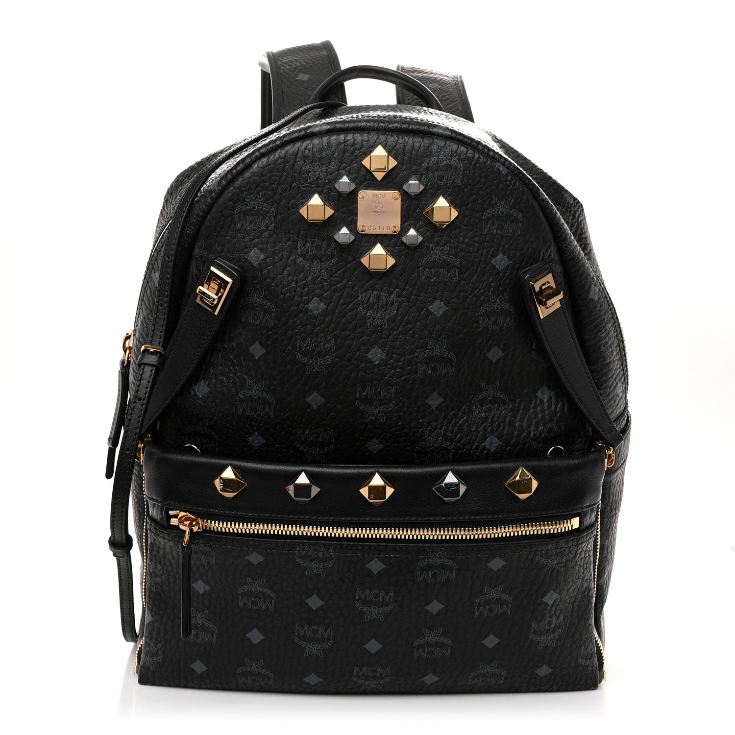 MCM Visetos Studded Medium Dual Stark Backpack Black 1 of 15