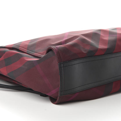 Burberry Nylon Check Small Buckleigh Packable Tote Bright Burgundy 6 of 9
