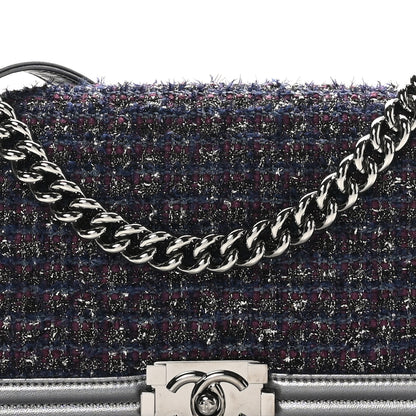 Chanel Tweed Metallic Lambskin Medium Boy Flap Silver 8 of 10