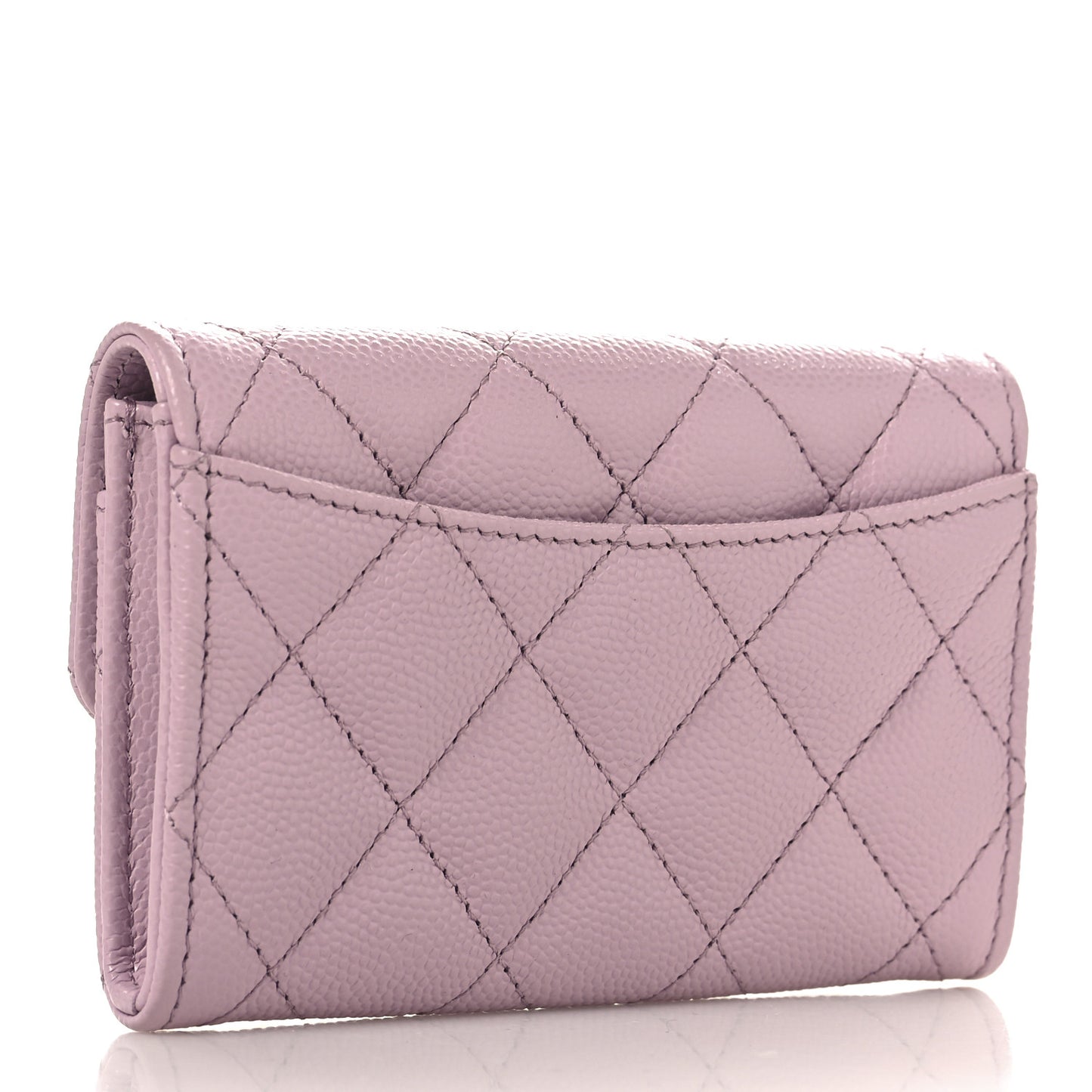 Caviar Quilted Flap Card Holder Wallet Light Pink