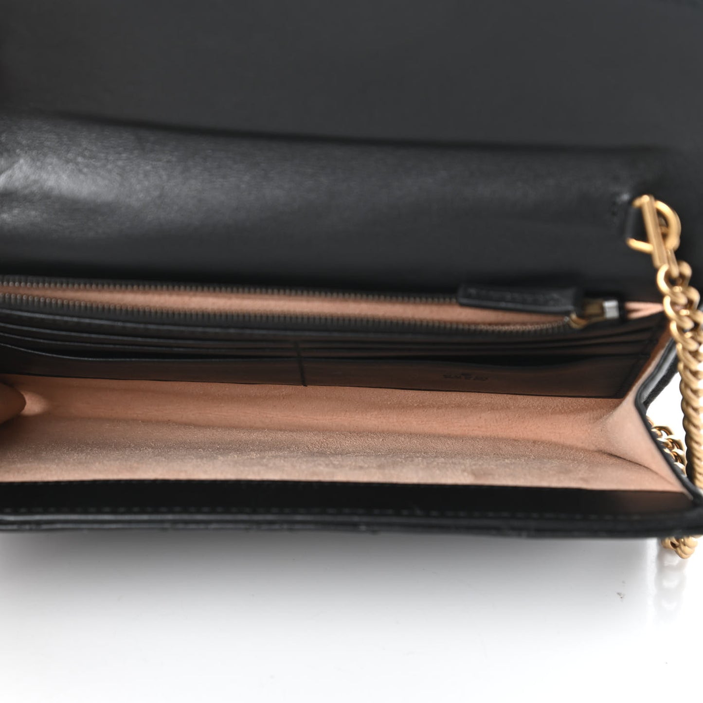 Calfskin Matelasse Mini GG Marmont Chain Wallet Black