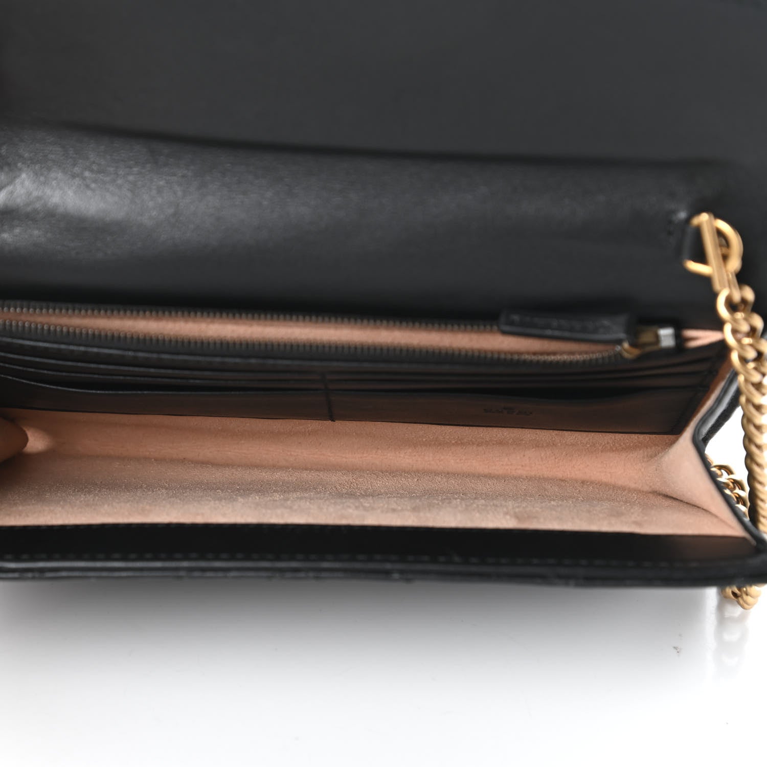 Gucci Calfskin Matelasse Mini GG Marmont Chain Wallet Black 5 of 10