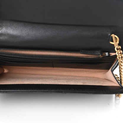 Gucci Calfskin Matelasse Mini GG Marmont Chain Wallet Black 5 of 10