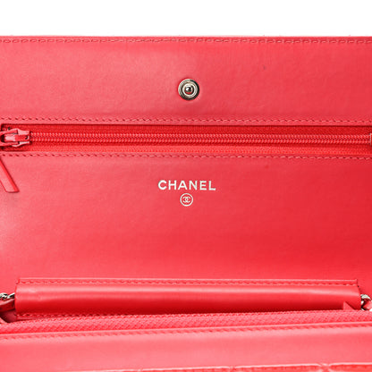 Chanel Patent Quilted Wallet On Chain WOC Coral 6 of 13