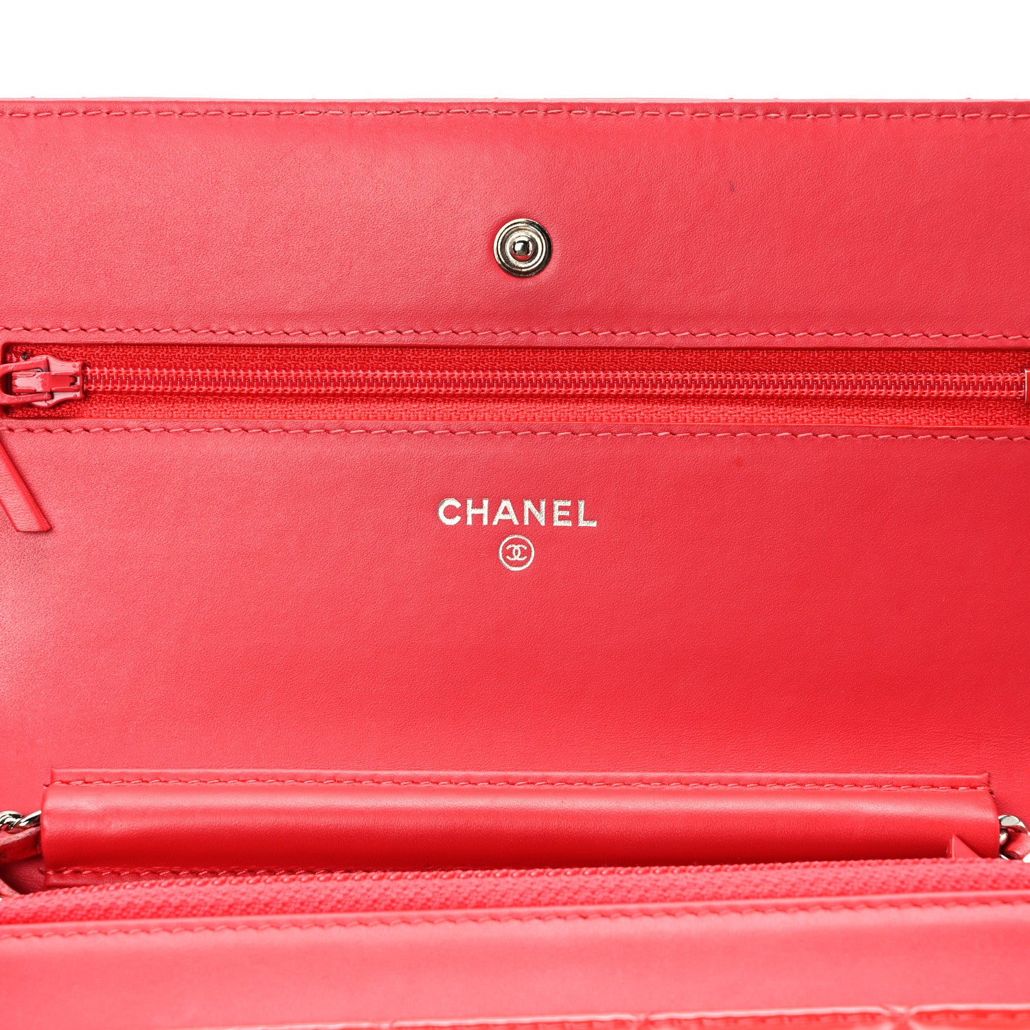 Chanel Patent Quilted Wallet On Chain WOC Coral 6 of 13