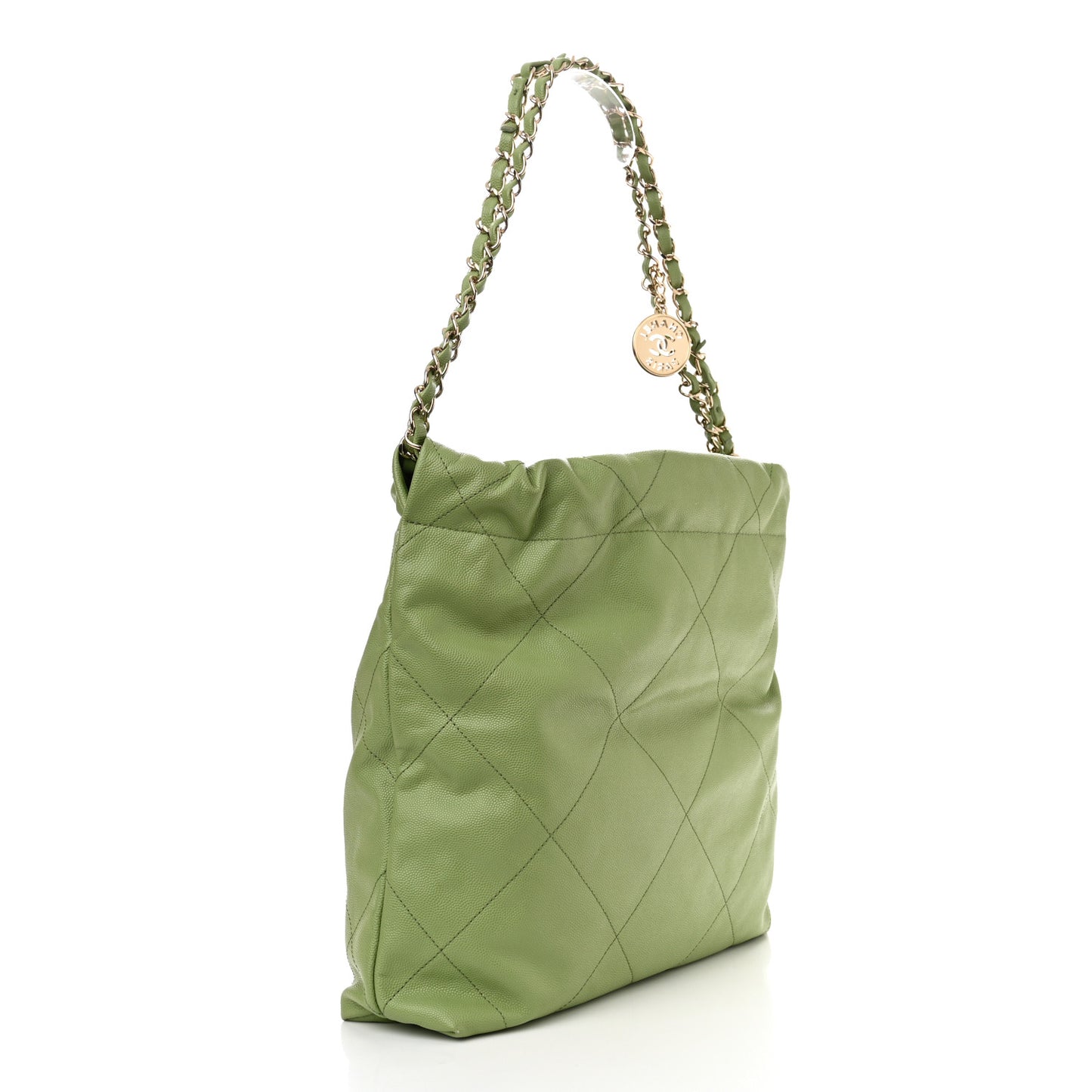 Shiny Caviar Quilted Small Chanel 22 Green