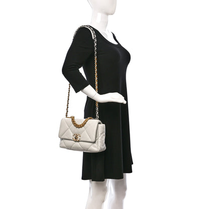 Chanel Goatskin Quilted Medium Chanel 19 Flap White 2 of 11