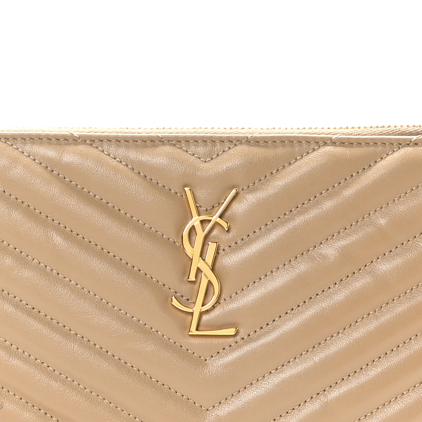 Calfskin Matelasse Chevron Monogram A5 Wristlet Dark Latte