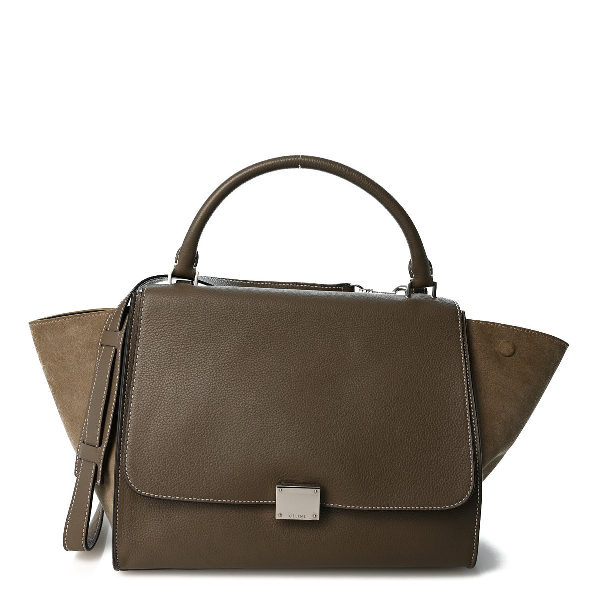 Drummed Calfskin Suede Medium Trapeze Souris