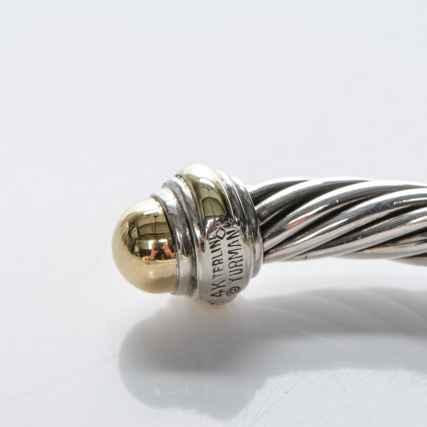 Sterling Silver 14K Yellow Gold 7mm Cable Classics Bracelet
