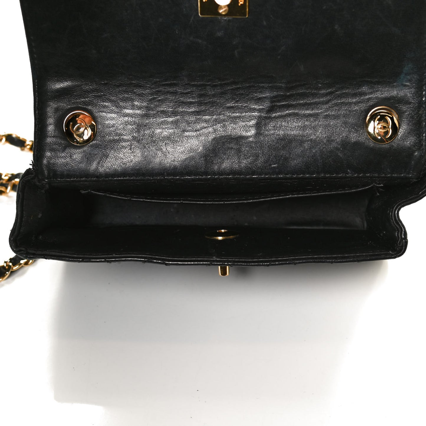 Lambskin Quilted Mini Rectangular Flap Black