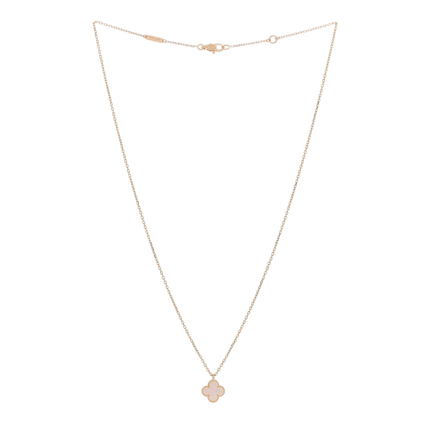 Van Cleef & Arpels 18K Yellow Gold Mother of Pearl Sweet Alhambra Pendant Necklace 2 of 3