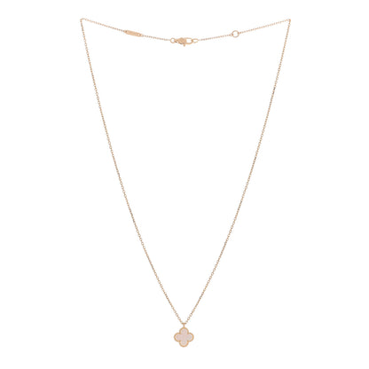 Van Cleef & Arpels 18K Yellow Gold Mother of Pearl Sweet Alhambra Pendant Necklace 2 of 3