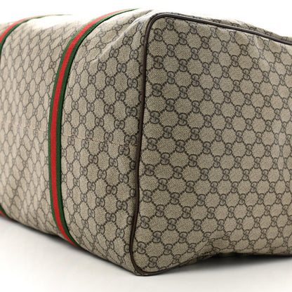 Gucci Tender GG Supreme Monogram Textured Dollar Calfskin Web Large Duffle Bag Beige Ebony New Acero 9 of 11