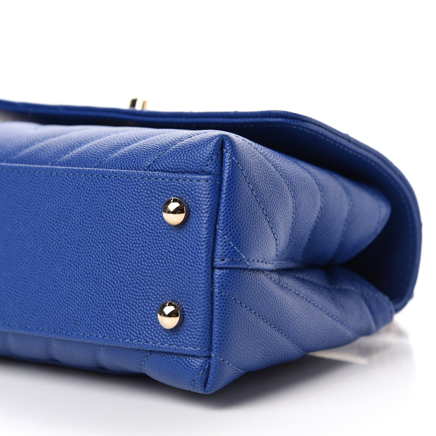 Caviar Chevron Quilted Mini Coco Handle Flap Blue