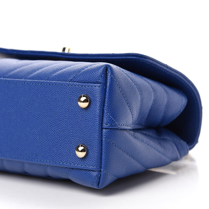 Chanel Caviar Chevron Quilted Mini Coco Handle Flap Blue 7 of 11