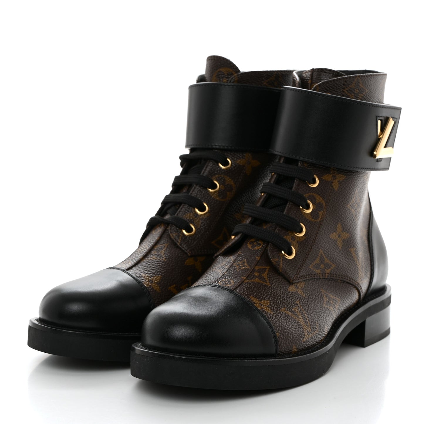Calfskin Monogram Wonderland Flat Ranger Boots 38 Black