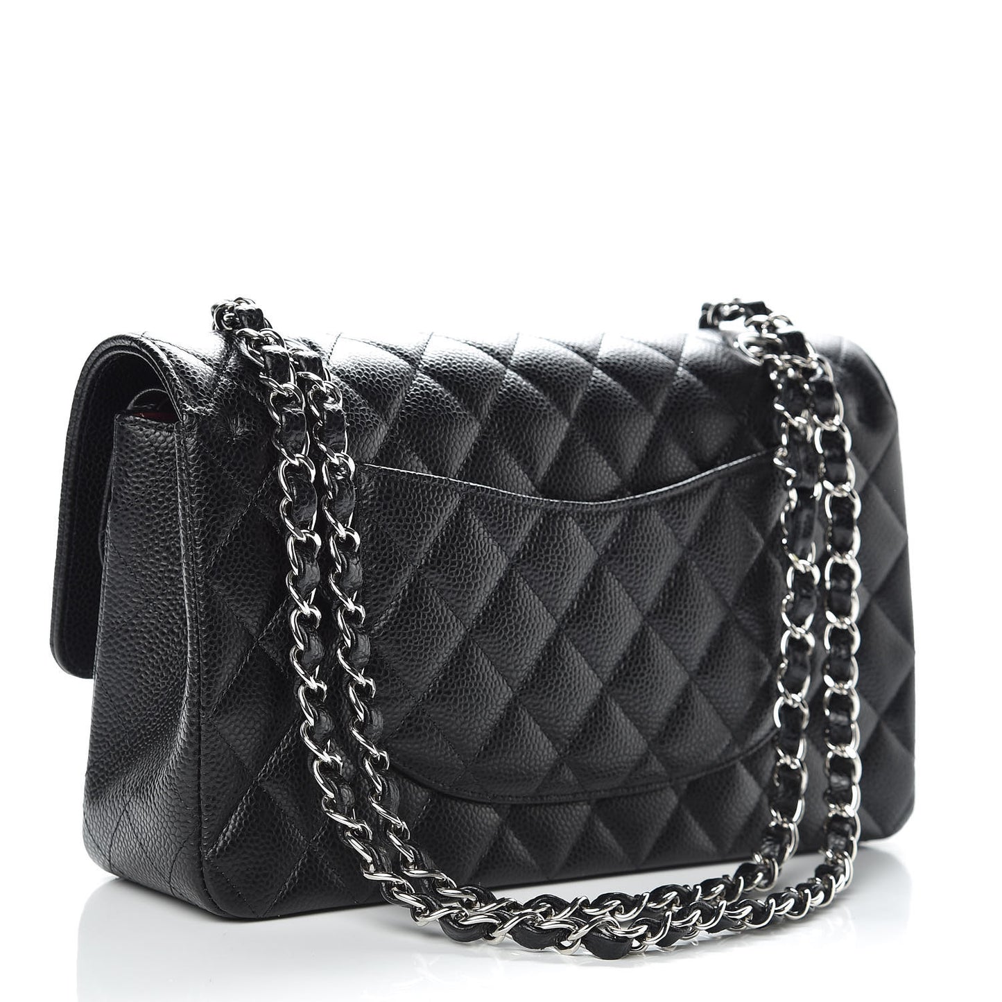 Caviar Quilted Medium Double Flap Black
