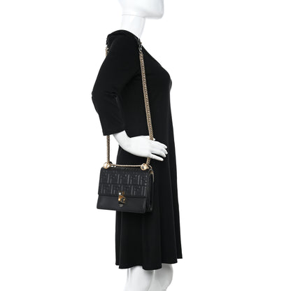 Fendi Vitello Liberty FF 1974 Embossed Small Kan I Shoulder Bag Black 2 of 10