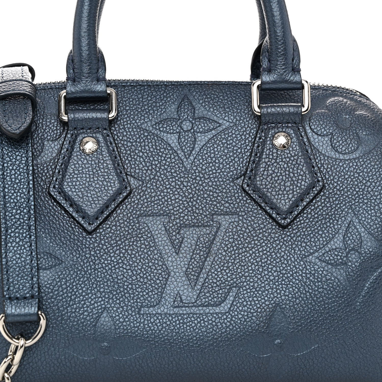 Louis Vuitton Metallic Empreinte Monogram Giant Speedy Bandouliere 20 Navy Nacre 7 of 9