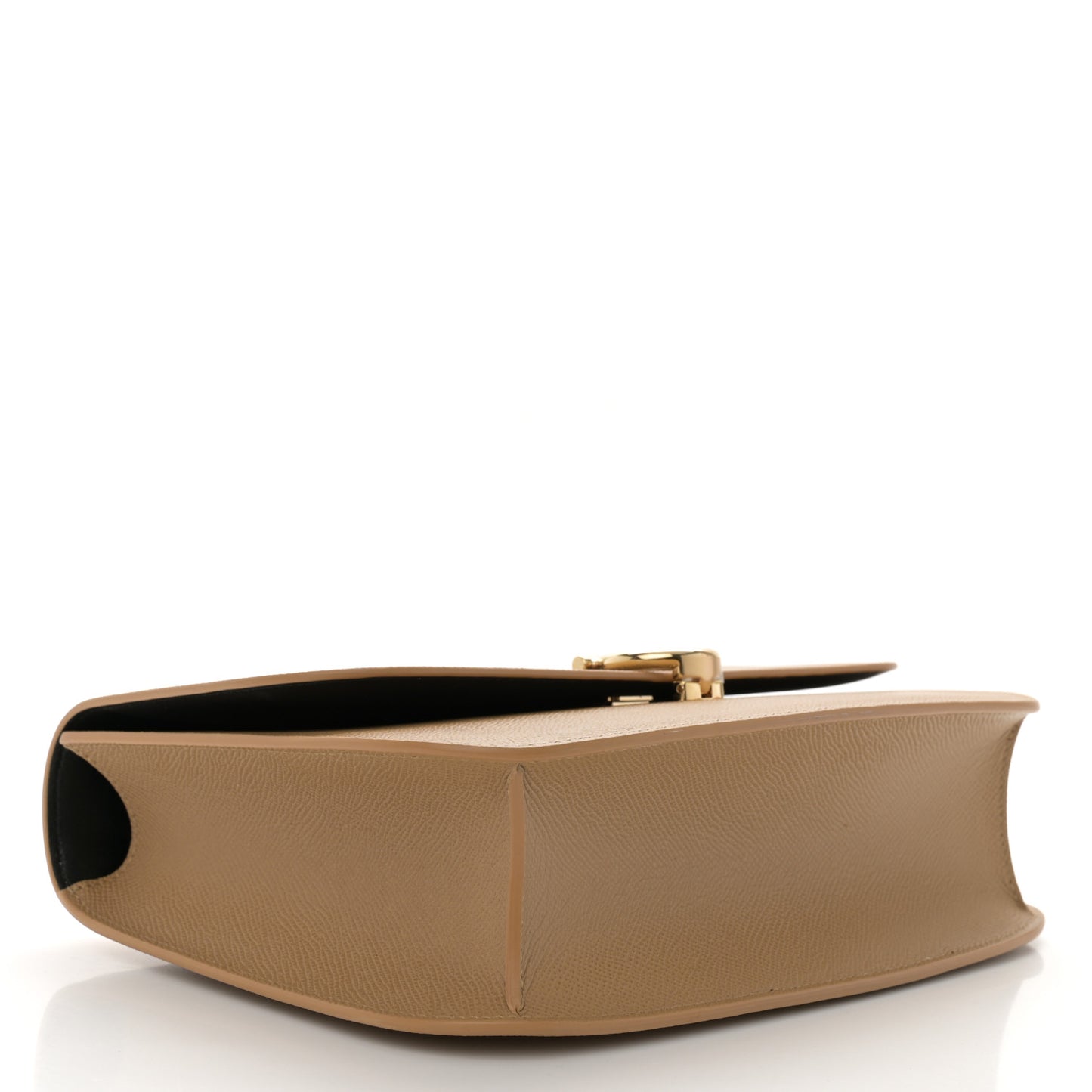 Hammered Calfskin Round Gancini Crossbody Bag Camel