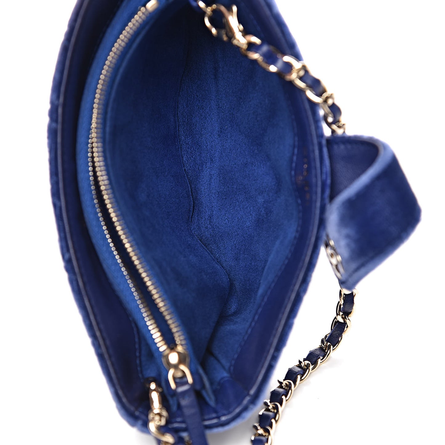 Velvet Quilted Mini Phone Holder Crossbody Bag Blue