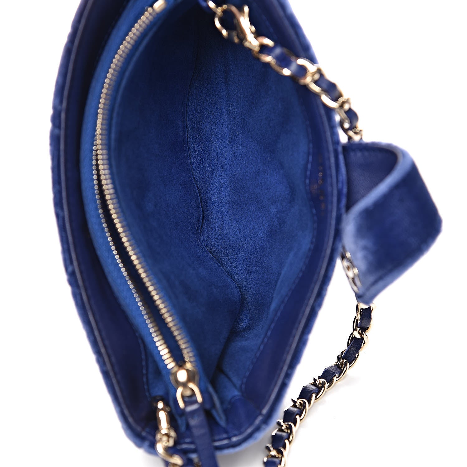 Chanel Velvet Quilted Mini Phone Holder Crossbody Bag Blue 7 of 12