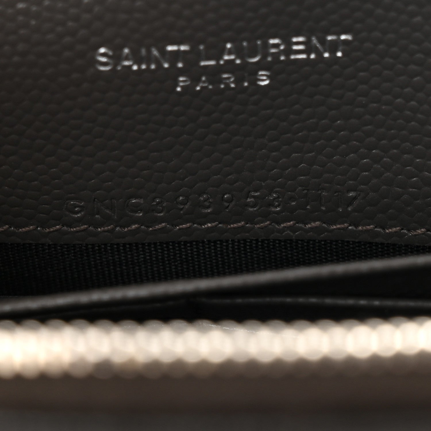 Saint Laurent Grain De Poudre Matelasse Chevron Monogram Envelope Chain Wallet Coal 7 of 12