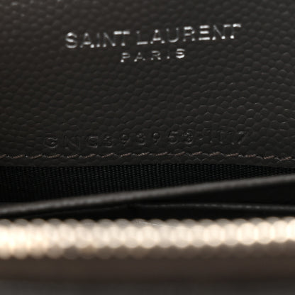 Saint Laurent Grain De Poudre Matelasse Chevron Monogram Envelope Chain Wallet Coal 7 of 12