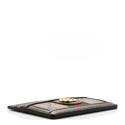Gucci GG Supreme Monogram Textured Dollar Calfskin Ophidia Card Holder Beige Ebony New Acero 4 of 6