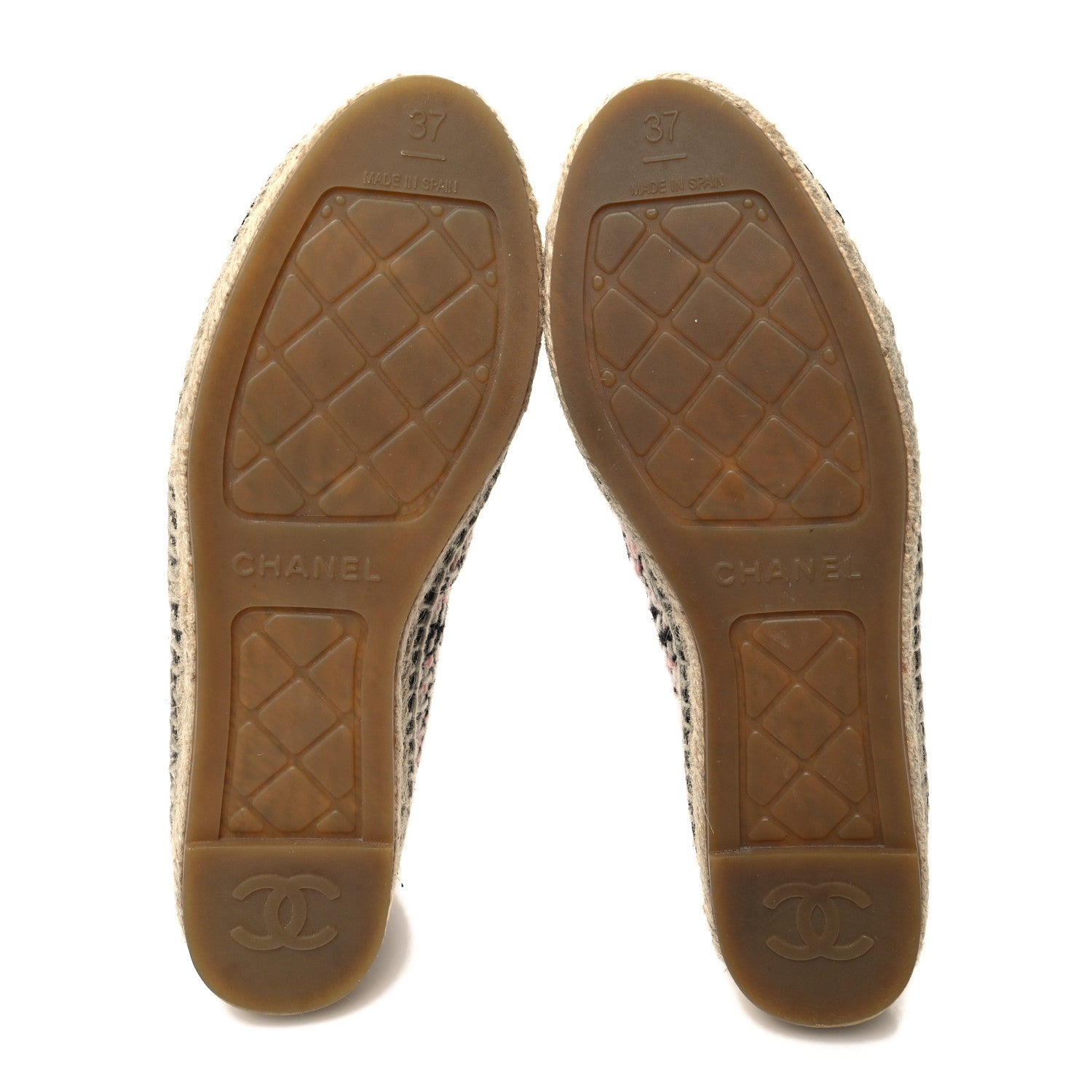 Chanel Tweed Lambskin CC Espadrilles 37 Pink Black 5 of 10