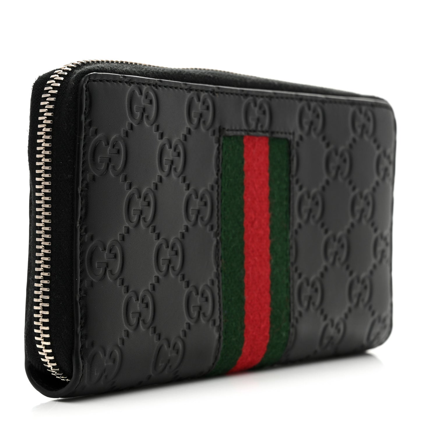 Guccissima Web Zip Around Wallet Black