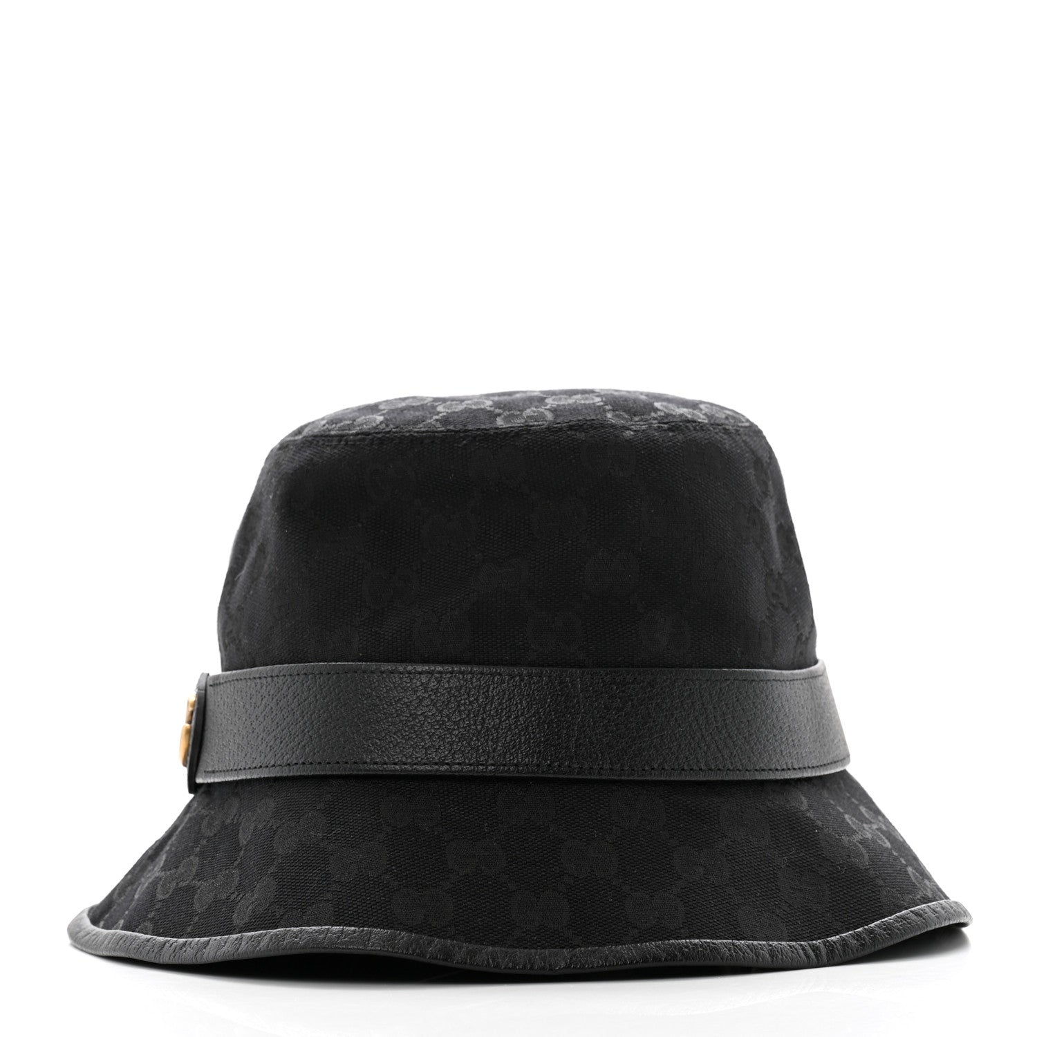 Gucci Monogram Textured Dollar Calfskin GG Jago Bucket Hat M Black 6 of 10