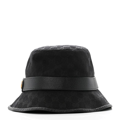 Gucci Monogram Textured Dollar Calfskin GG Jago Bucket Hat M Black 6 of 10
