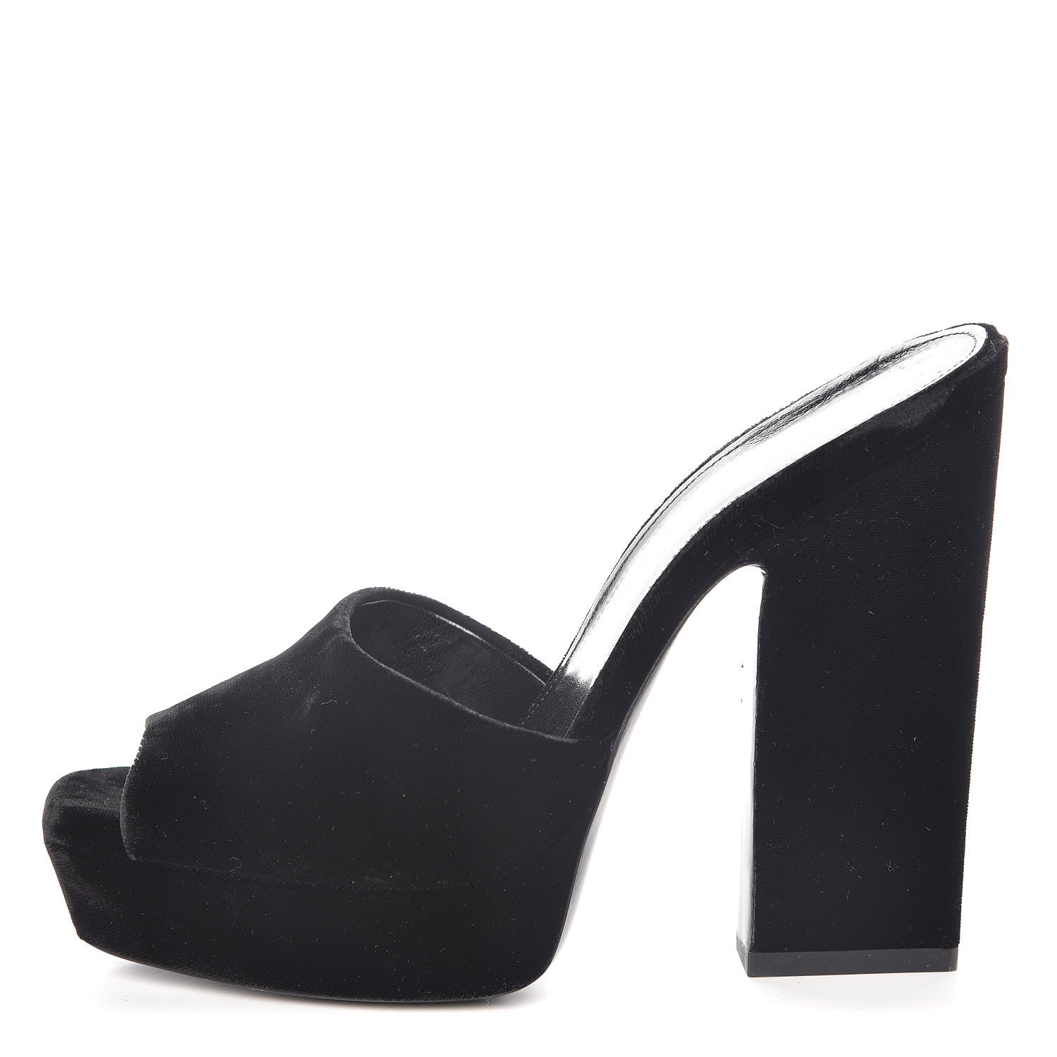 Saint Laurent Velvet Debbie Platform Slide Sandals 38 Black 1 of 13