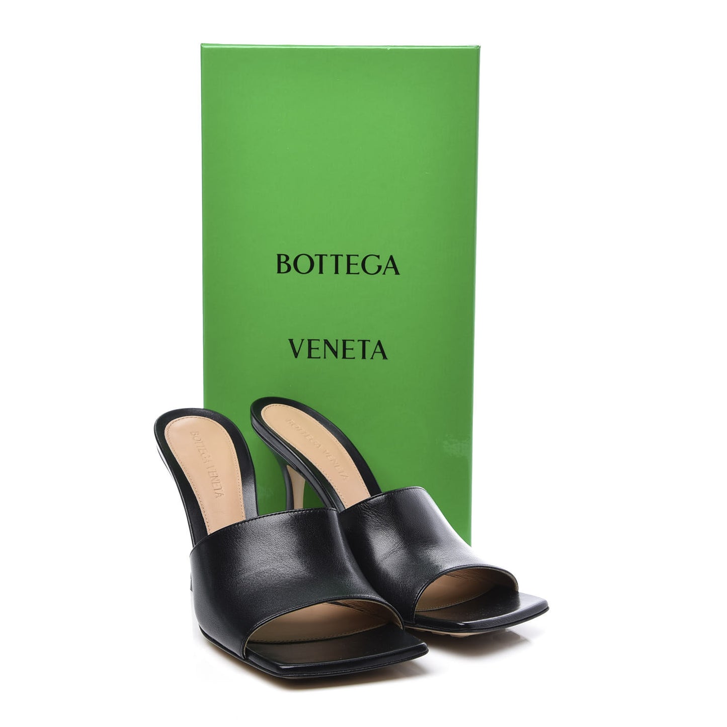 Lambskin Stretch Mule Sandals 38 Black