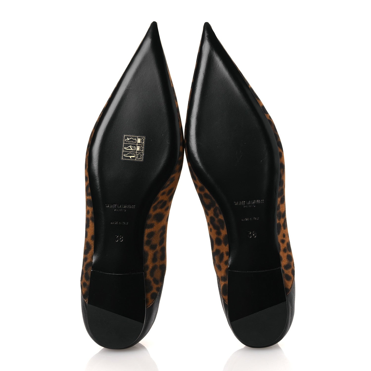 Saint Laurent Grosgrain Lambskin Leopard Print Nour Flat Slippers 38 Manto Naturale Black 7 of 11